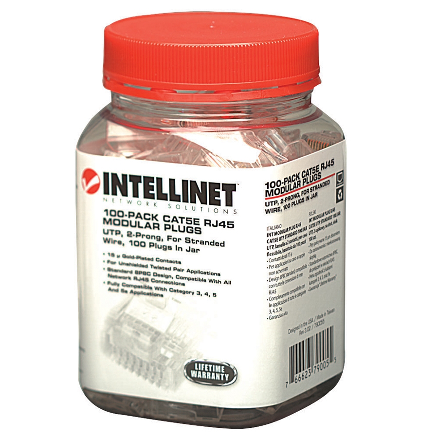 PLUG RJ45,INTELLINET,790055, CAT 5E UTP MULTIFILAR 100 PZAS CN-1071 - INTELLINET
