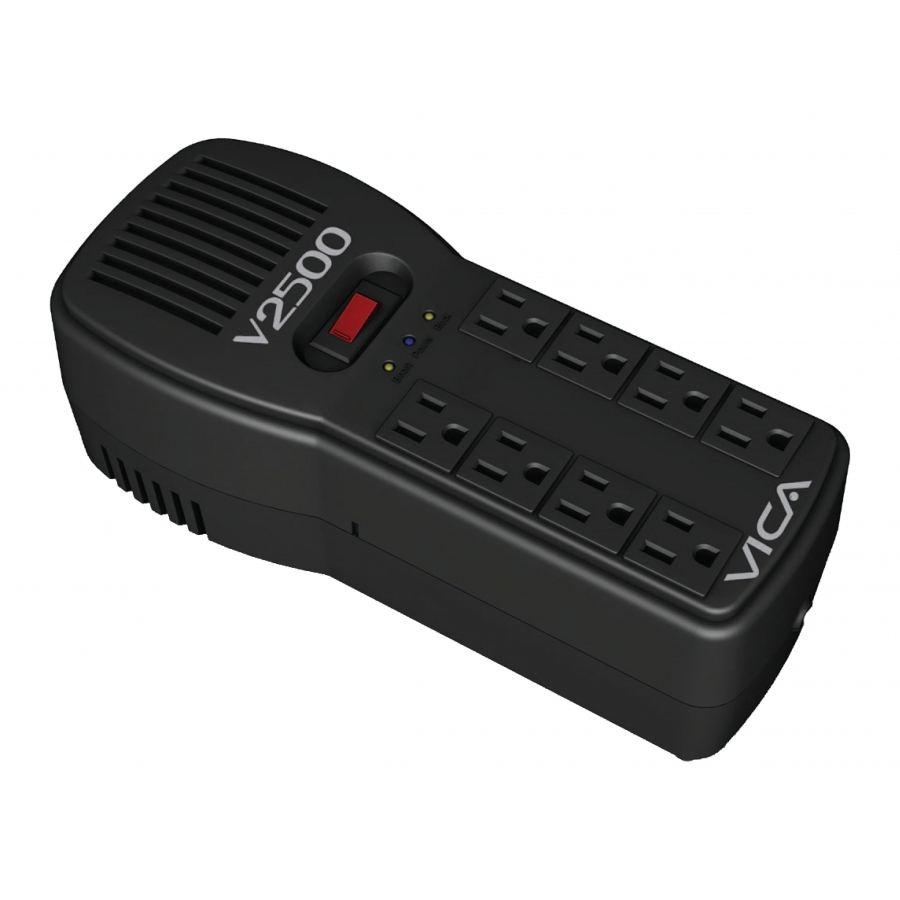 REGULADOR VICA MOD V2500 2500VA 1500W 3 PASOS DE REGULACION 8 TOMAS DE CORRIENTE 5 ANOS GARANTIA RE-96 - VICA