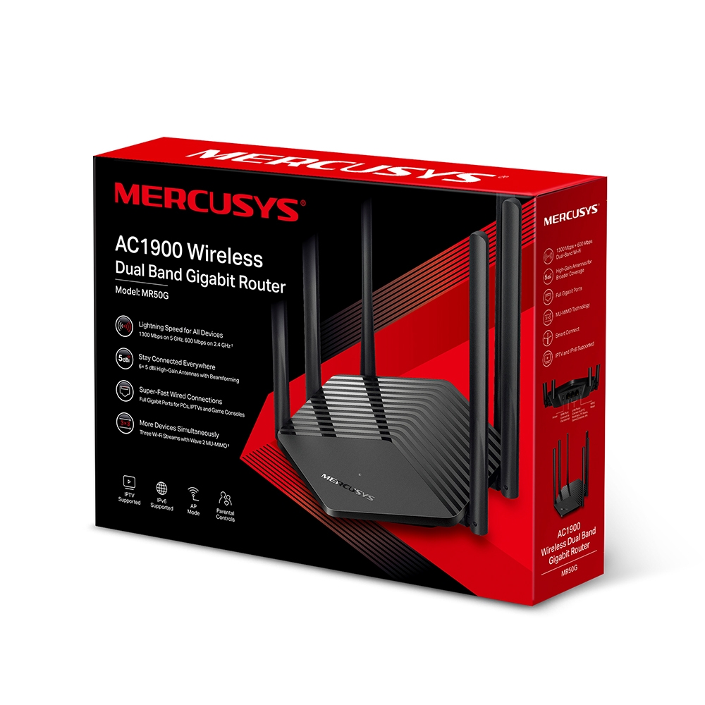 ROUTER GIGABIT DE DOBLE BANDA INALÁMBRICO AC1900 MERCUSYS MR50G - MERCUSYS