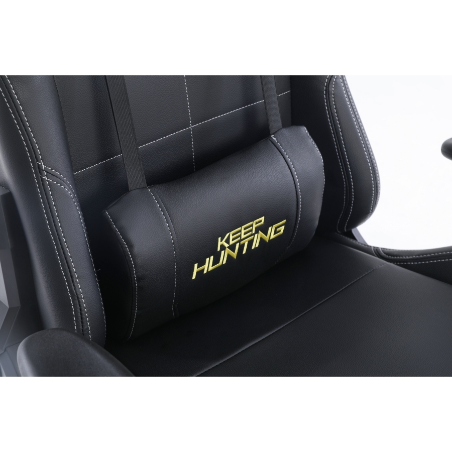 SILLA OCELOT GAMING OGS-01 / VINIPIEL / BASE NYLON AJUSTABLE / DESCANSABRAZOS 2D / PISTON CLASE 4 / RECLINABLE 90-155 GRADOS / HASTA 150KG / COJINES LUMBAR Y CERVICAL / COLOR NEGRO AC-8731 - OCELOT GAMING