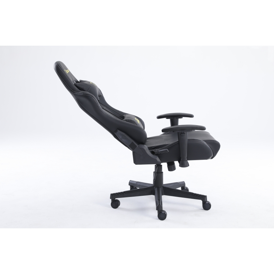 SILLA OCELOT GAMING OGS-01 / VINIPIEL / BASE NYLON AJUSTABLE / DESCANSABRAZOS 2D / PISTON CLASE 4 / RECLINABLE 90-155 GRADOS / HASTA 150KG / COJINES LUMBAR Y CERVICAL / COLOR NEGRO AC-8731 - OCELOT GAMING