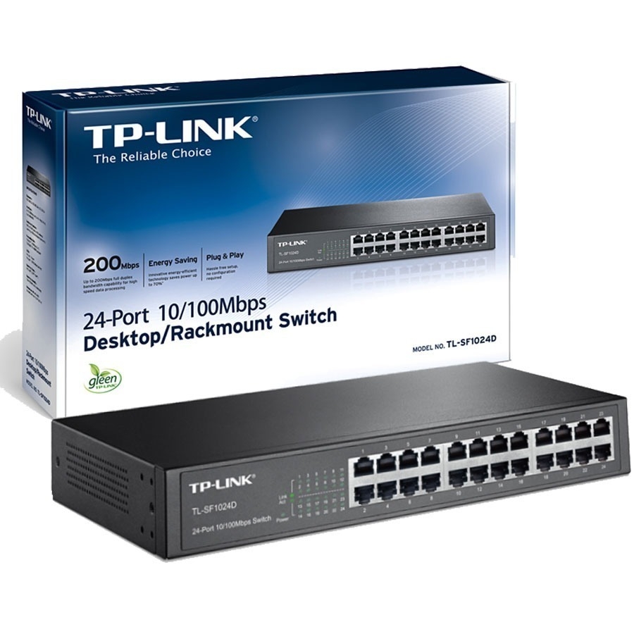 SWITCH |TP-LINK | TL-SF1024D | 24 PUERTOS RJ45 10/100 MBPS | NO ADMINISTRABLE | PARA ESCRITORIO O RACK DE 13 PULGADAS NIC-1510 - TP-LINK
