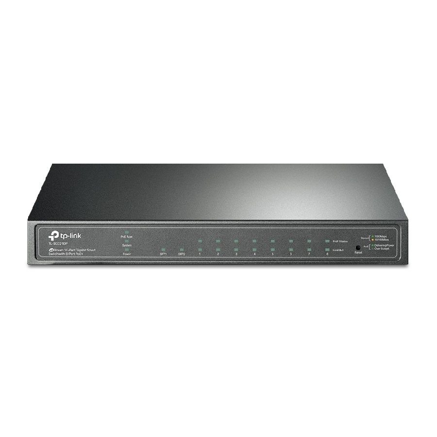 SWITCH TP-LINK TL-SG2210P INTELIGENTE 10/100/1000 ADMINISTRABLE OMADA SDN 8 PUERTOS POE CAPA 2 CON 2 RANURAS SFP GIGABIT 802.3AT/AF 61W PARA ESCRITORIO O RACK NIC-1787 - TP-LINK