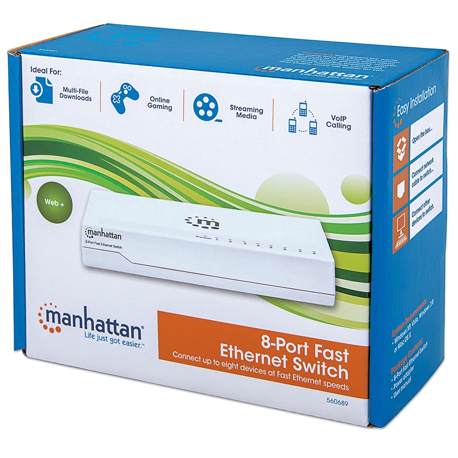 SWITCH,MANHATTAN,560689, 8 PTOS 10/100 DESKTOP BLANCO MH AC-5328 - MANHATTAN