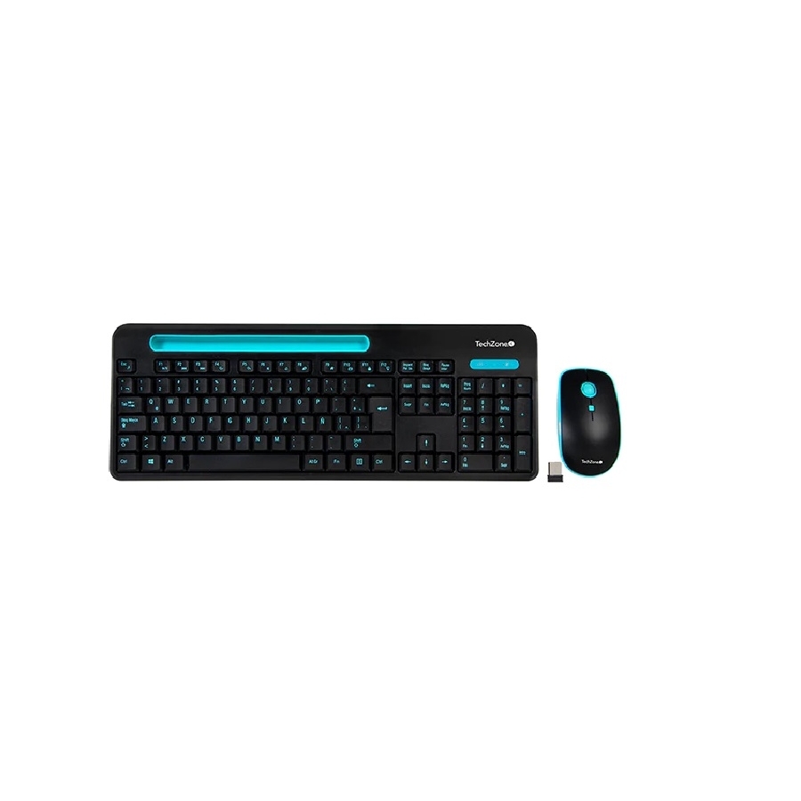 TECLADO/MOUSE TECHZONE TZ20COMB02-INA INALAMBRICO RANURA SOPORTE AZUL KB-876 - TECH ZONE ACCESORIOS