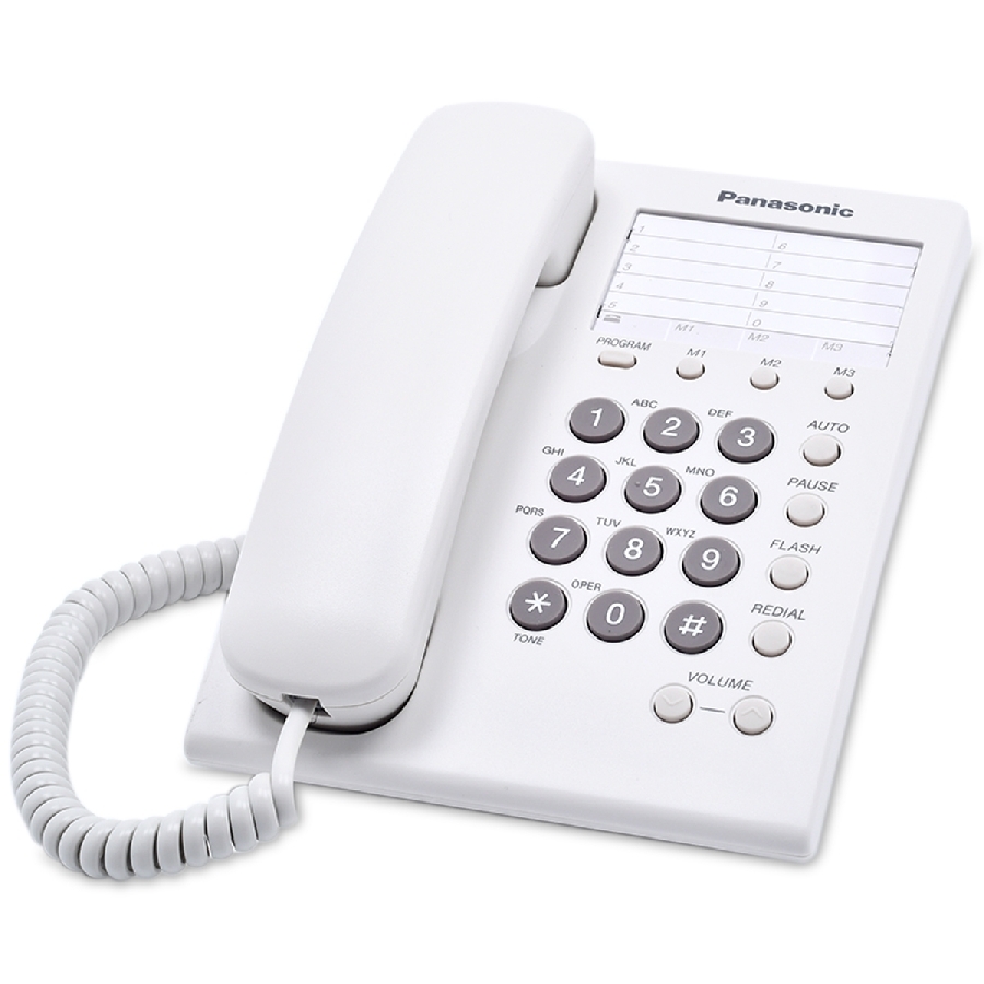 TELEFONO PANASONIC KX-TS550MEW ALAMBRICO BASICO UNILINEA CON MARCADOR RAPIDO DE 10 NUMEROS CONTROL DE VOLUMEN DE 4 NIVELES BLANCO TEL-16 - PANASONIC