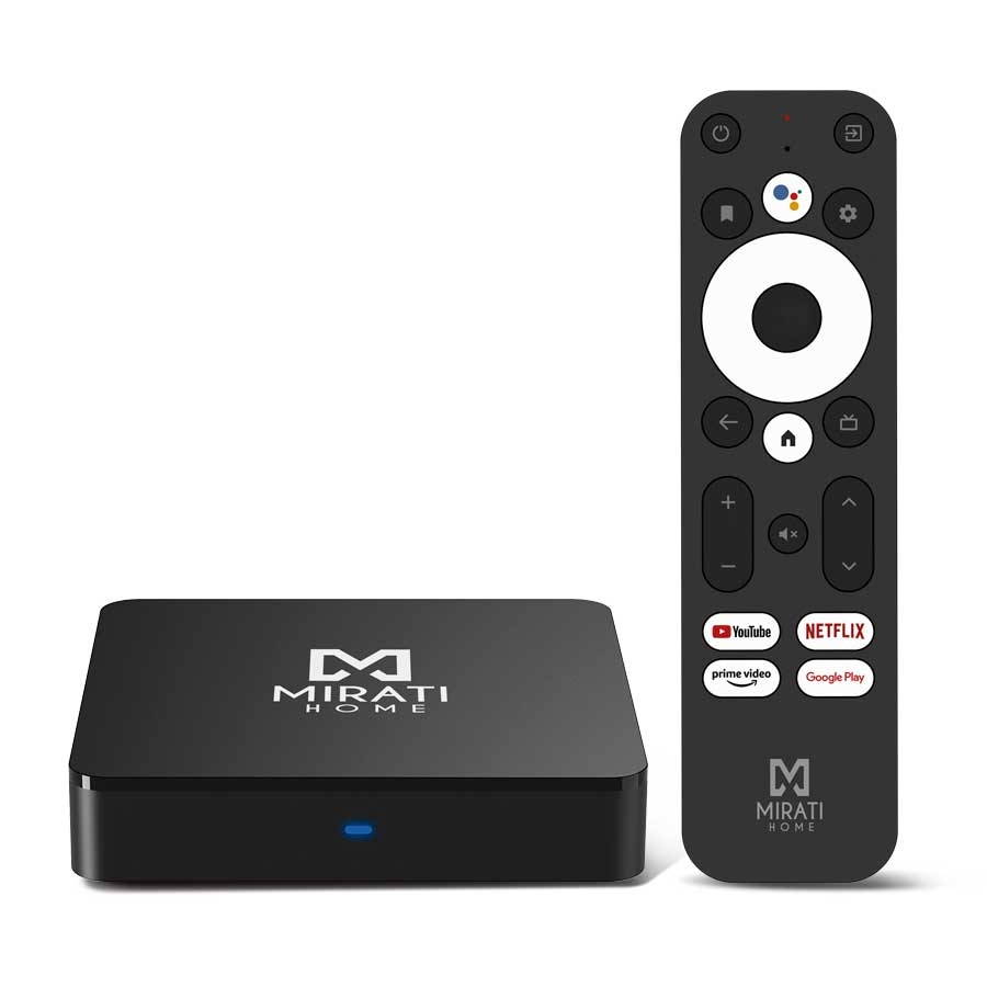 TV BOX MIRATI ANDROID TV 1O CERTIFICADO CON CHROMECAST BUILT IN Y GOOGLE ASISSTANT / 1GB RAM / 8GB ALMACENAMIENTO/ FULL HD/ HDMI/ USB /MICRO SD/ WIFI/ BT 4.2 / RJ45 AC-9500 - MIRATI