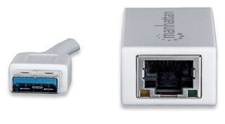 506847 Adaptador USB 3.0 a RJ-45 GB Ethernet, Agrega una conexión de red Gigabit de alta velocidad a computadoras potátiles. - MANHATTAN