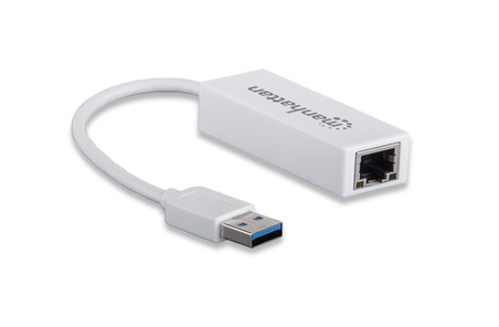 506847 Adaptador USB 3.0 a RJ-45 GB Ethernet, Agrega una conexión de red Gigabit de alta velocidad a computadoras potátiles. - MANHATTAN