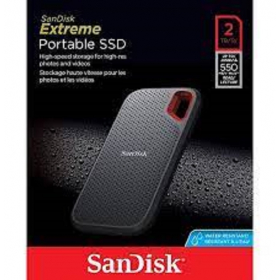 UNIDAD DE ESTADO SOLIDO SSD EXTERNO SANDISK EXTREME PORTABLE 2TB 2.5 USB 3.2 VELOCIDAD DE LECT. 1050 MB/S USO RUDO SDSSDE61-2T00-G25 HD-2921 - SANDISK