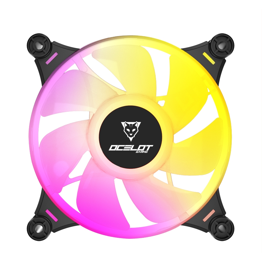 VENTILADOR OCELOT GAMING OF-3 / 120MM / ARGB / 38.5 CFM / 1200 RPM / 21.2 DB / 4 PINES / COLOR NEGRO CF-284 - OCELOT GAMING