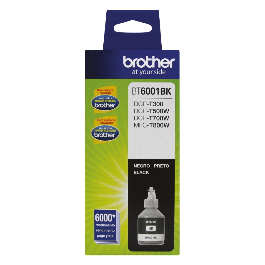 BOTELLA DE TINTA BROTHER NEGRA BT6001BK DE ALTO RENDIMIENTO DE HASTA 6000 PGINAS COMPATIBLE CON TINTA CONTINUA BROTHER CN-2697 - BROTHER