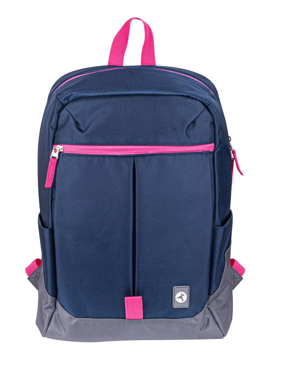 Backpack RAINBOW TZLBP26-A  TECHZONE COLORS 16, color Azul con detalles gris y rosa, 100% Poliester GARANTIA LIMITADA DE POR VIDA. MALTCH420 - TECHZONE