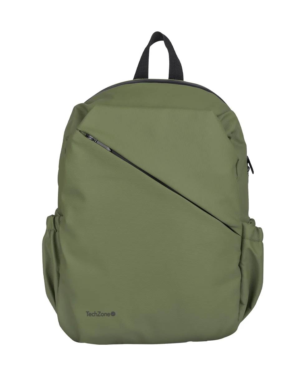 Backpack STYLE TZLBP29-V TECHZONE 16, resistente a salpicaduras 100% Poliéster, color Verde, GARANTIA LIMITADA DE POR VIDA. MALTCH440 - TECHZONE