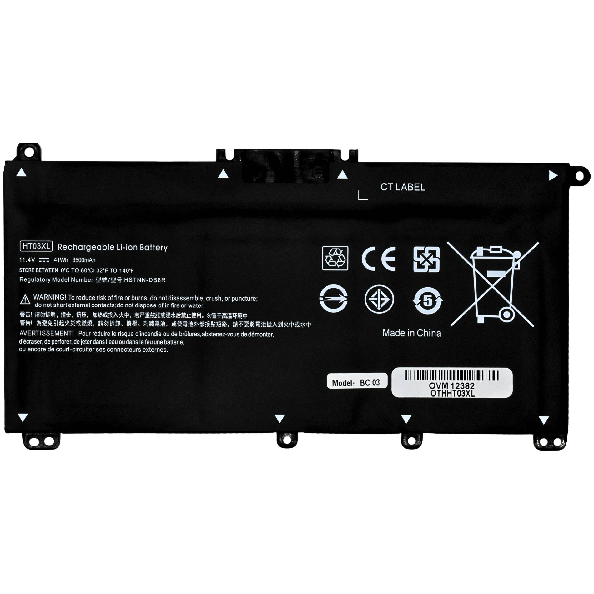 Bateria para Laptop OTHHT03XL OVALTECH Polimero 11.55V 41.9Wh/3630mAh para HP 14-CE 14-CF 14-cm 14-CK 14-DF 14-MA 15-DA 15-CS 15-DB HP 240 245 250 - OVALTECH