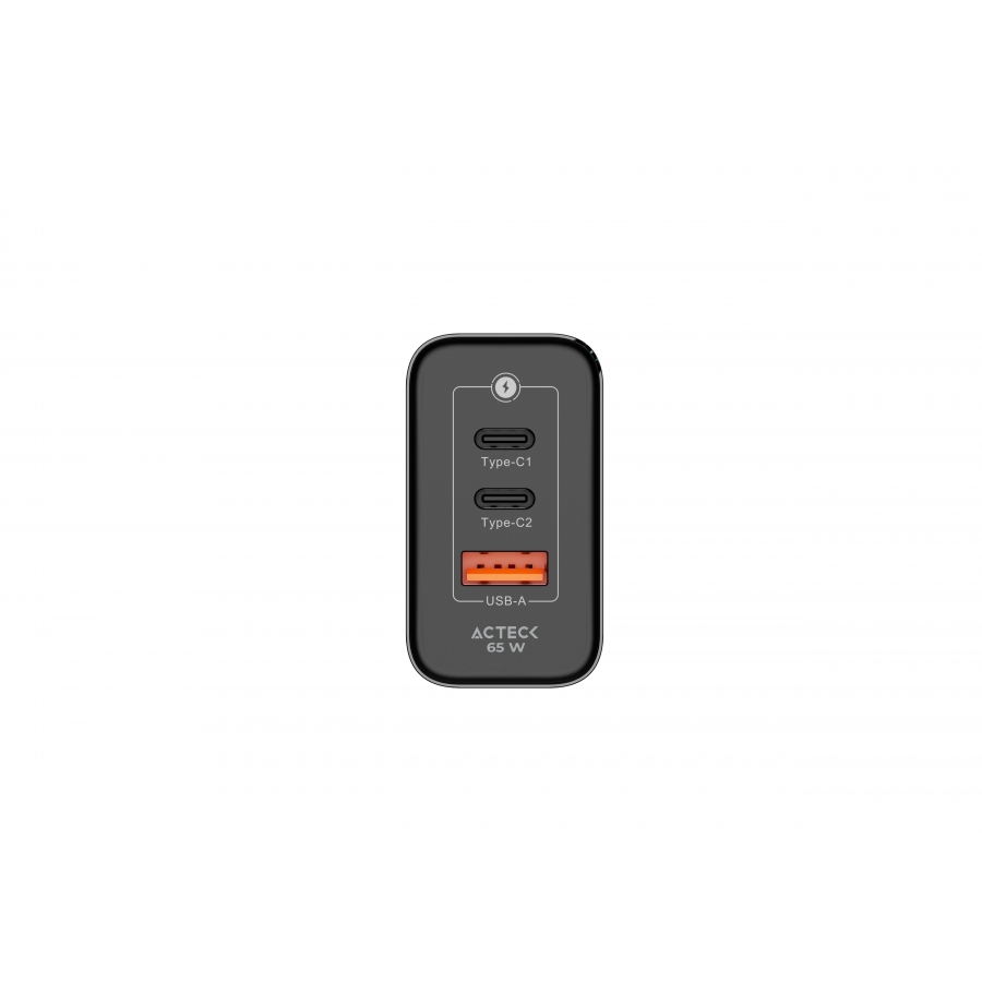 CARGADOR DE PARED ACTECK ENERGON PRIME CP65W / 65W / 2X USB-C / 1X USB A / NEGRO / AC-935579 AC-11112 - ACTECK