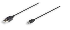 333375 Cable USB 2.0 A macho/ Mini-B macho, 480 Mbps, 1.8 m, Negro - MANHATTAN