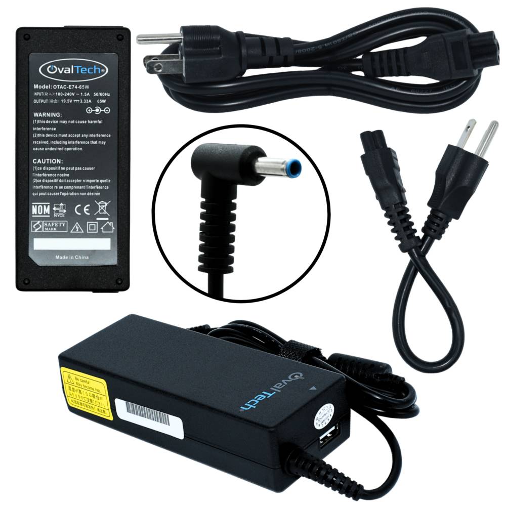 Adaptador / Cargador de corriente para Laptop OTAC-E74-65W OVALTECH de 65W 19.5V/3.33A Punta Azul 4.5×3.0 - OVALTECH