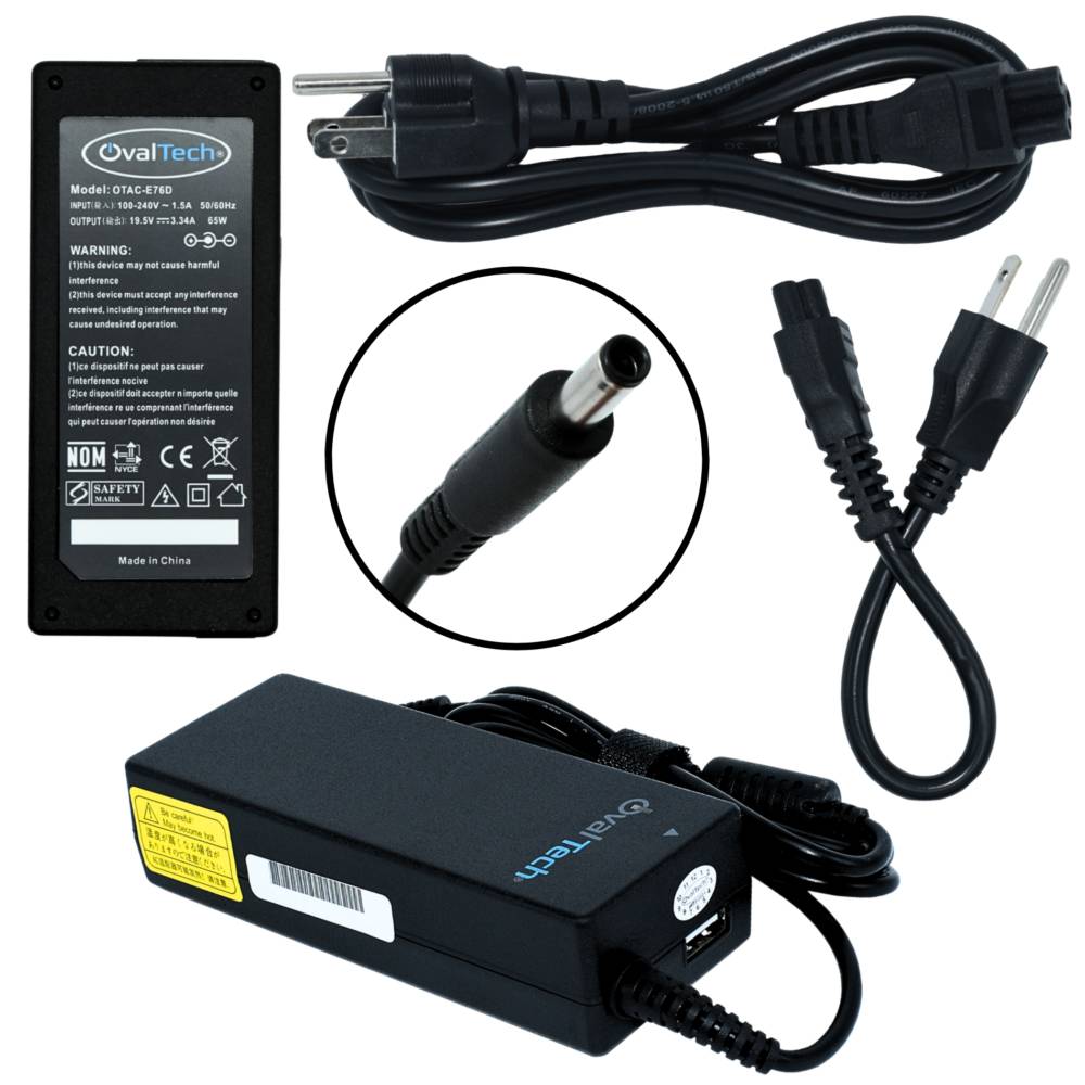 Adaptador / Cargador de corriente para Laptop OTAC-E76D OVALTECH de 65W 19.5V/3.34A C/Blíster + USB Punta 4.5×3.0 - OVALTECH
