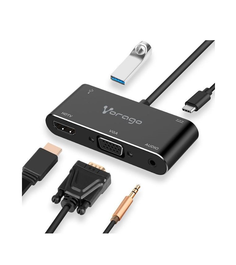Convertidor Vorago 5 en 1 ADP-350 Usb tipo C a HDMI, VGA, Usb 3.0, Jack 3.5MM, PD - VORAGO