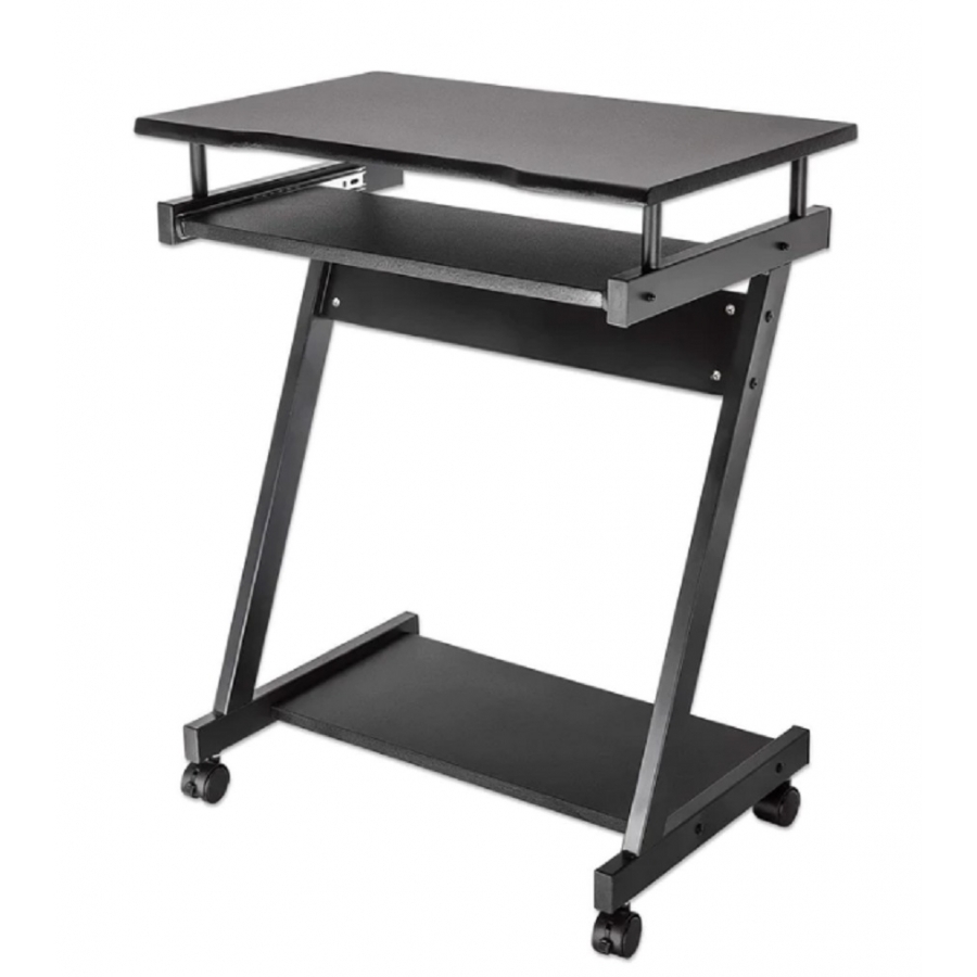 ESCRITORIO,MANHATTAN,207690, COMPACTO NEGRO CON RUEDAS Y BANDEJA PARA TECLADO, REPISA INFERIOR PARA CPU MO-63 - MANHATTAN