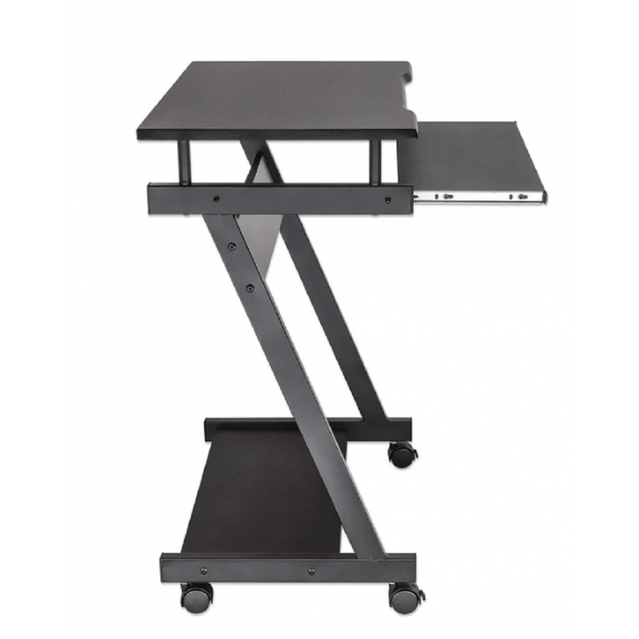 ESCRITORIO,MANHATTAN,207690, COMPACTO NEGRO CON RUEDAS Y BANDEJA PARA TECLADO, REPISA INFERIOR PARA CPU MO-63 - MANHATTAN