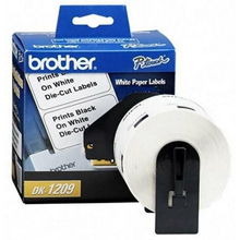 Etiqueta blanca de papel Brother DK1209, 800 etiquetas de 28.9 mm de ancho x 62 mm de largo. Impresión en negro. QL800 / QL810W / QL1110NWB. CARBRT1460 - BROTHER