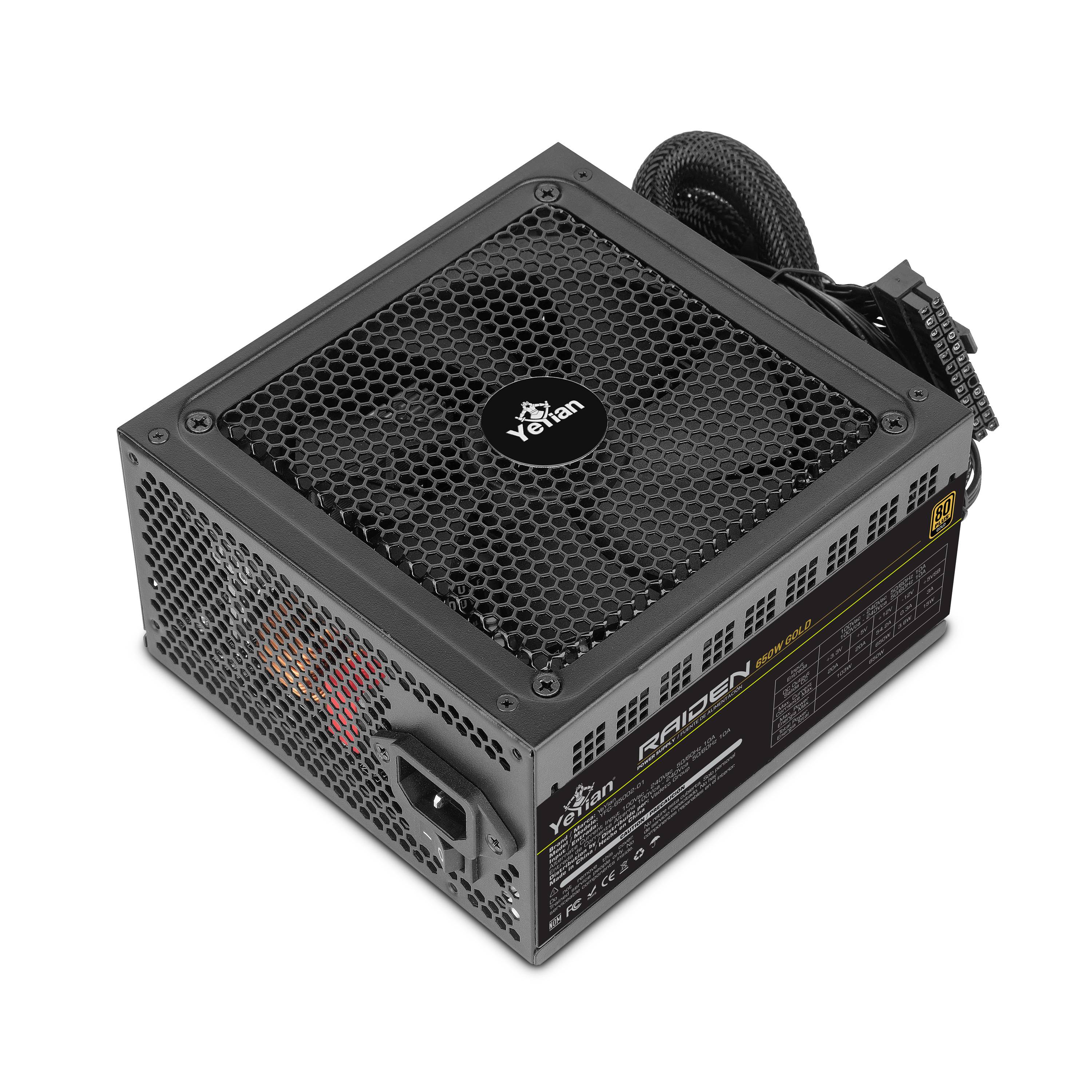 YEYIAN FUENTE DE PODER 80+ ORO 650W, PCIE GEN5, ATX , CONDENSADORES ALTA CALIDAD, INC. OCP/OCP/UV/OTP/OLP, VENTILADOR ALTO FLUJO DE 140MM YFG-85031-01 - Yeyian