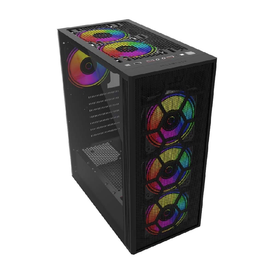 GABINETE BALAM RUSH DRAGONFLY MESH GM740 / MEDIA TORRE / ATX, MICRO ATX, MINI ITX / VENTILADOR RGB / PANEL CRISTAL TEMPLADO, METAL / NEGRO / BR-935982 CS-861 - Balam Rush