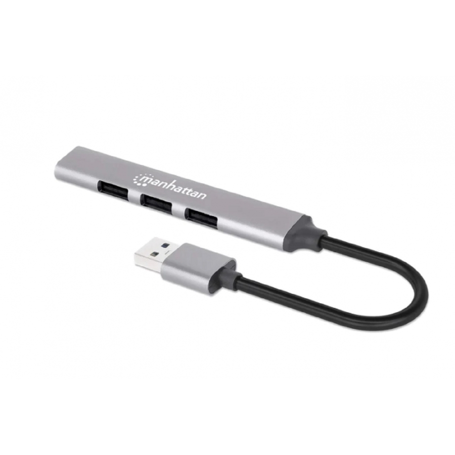 HUB USB,MANHATTAN,168427, V2.0  3 PTOS Y V3.0 1 PTO, ALUMINIO GRIS ESPACIAL AC-11628 - MANHATTAN