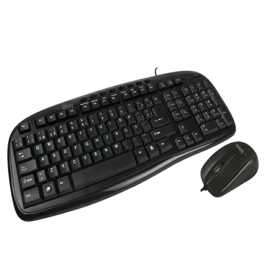 KIT TECLADO Y MOUSE ALAMBRICOS CONECTOR USB IDEAL PARA USUARIOS DIESTROS Y ZURDOS EASY LINE BY PERFECT CHOICE BALANCE – NEGRO KB-445 - PERFECT CHOICE