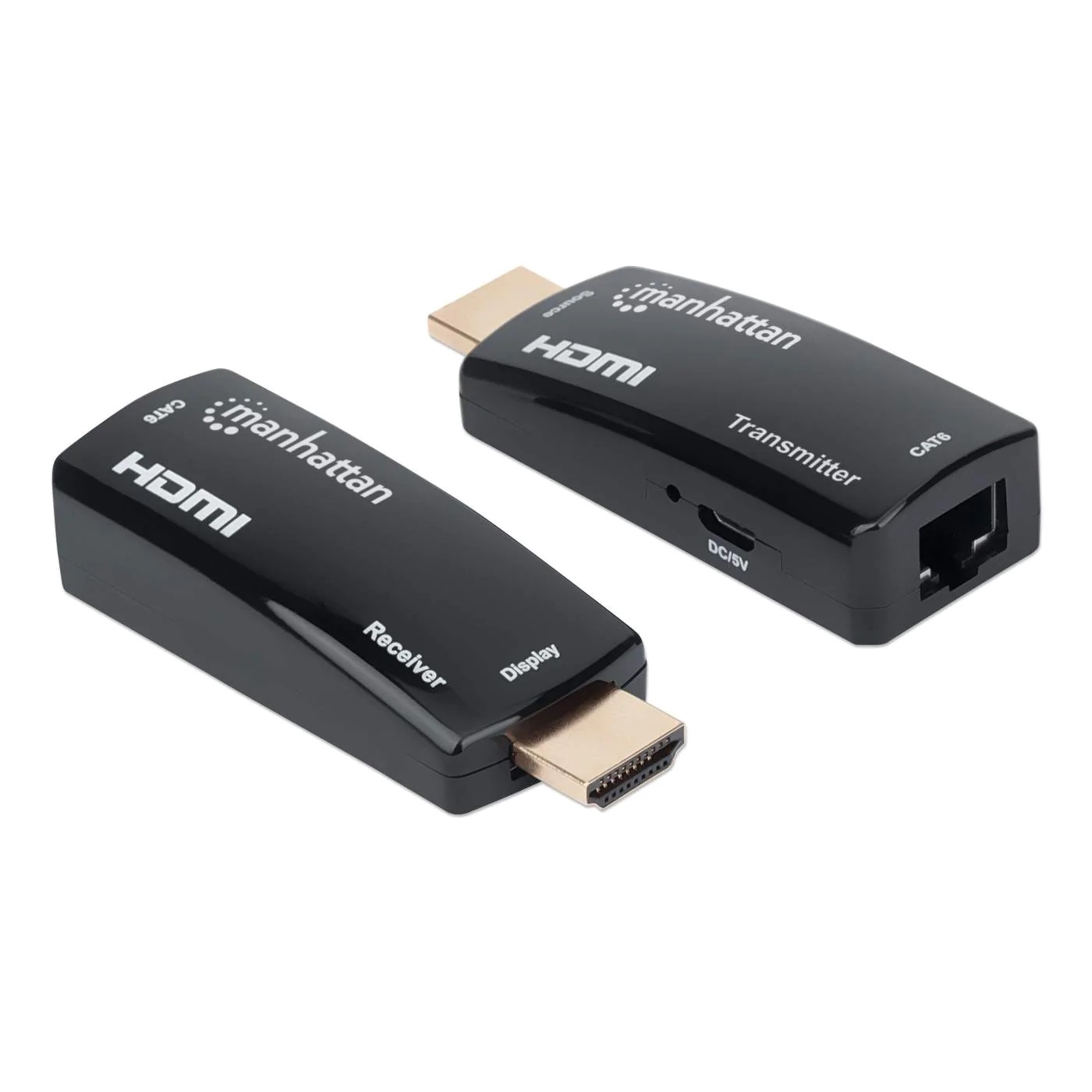 207539 Kit Extensor compacto de HDMI sobre Ethernet. Extiende una señal HDMI hasta 60 m usando un cable Ethernet Cat6 - MANHATTAN