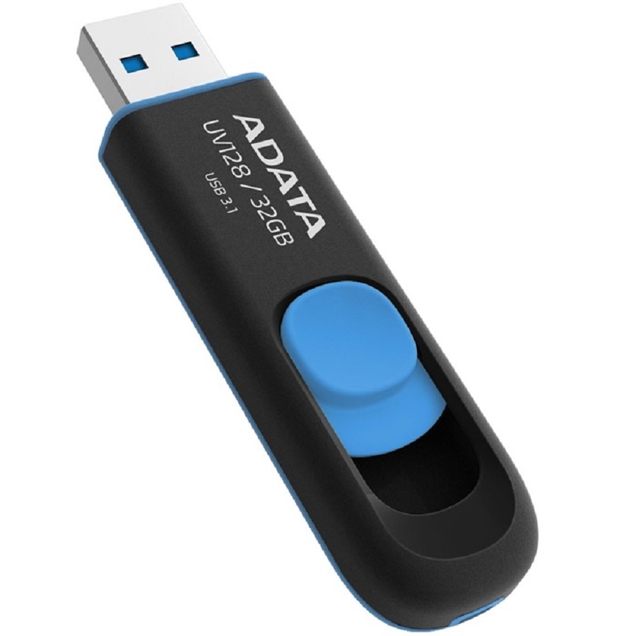 MEMORIA ADATA 32GB USB 3.2 UV128 RETRACTIL NEGRO-AZUL (AUV128-32G-RBE) RAM-2145 - ADATA