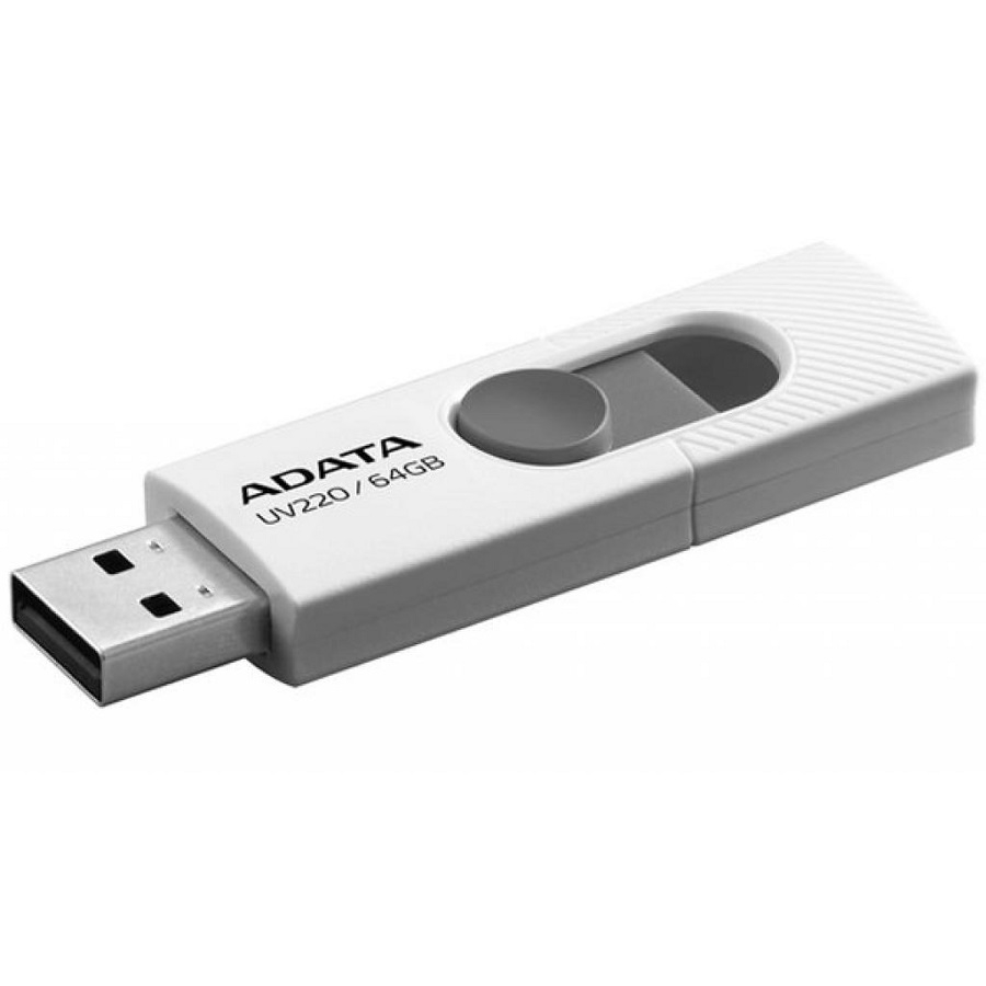 MEMORIA ADATA 64GB USB 2.0 UV220 RETRACTIL BLANCO-GRIS (AUV220-64G-RWHGY) RAM-2991 - ADATA