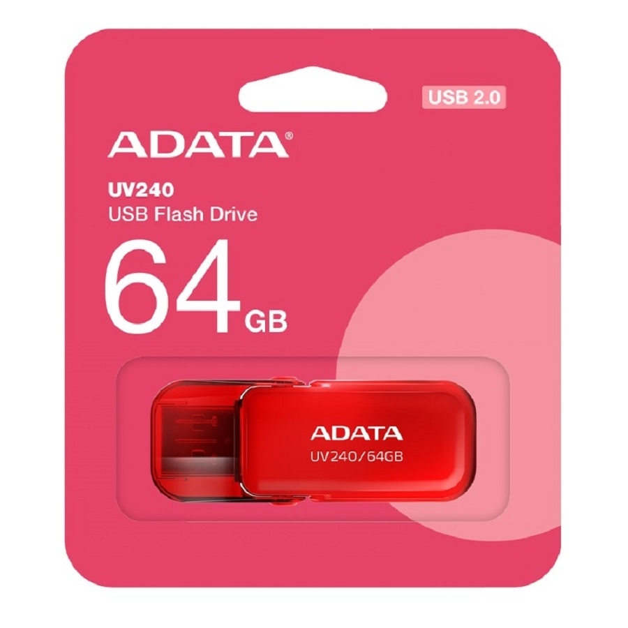 MEMORIA ADATA 64GB USB 2.0 UV240 ROJO (AUV240-64G-RRD) RAM-4071 - ADATA