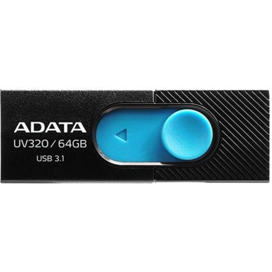 MEMORIA ADATA 64GB USB 3.2 UV320 RETRACTIL NEGRO-AZUL (AUV320-64G-RBKBL) RAM-3208 - ADATA