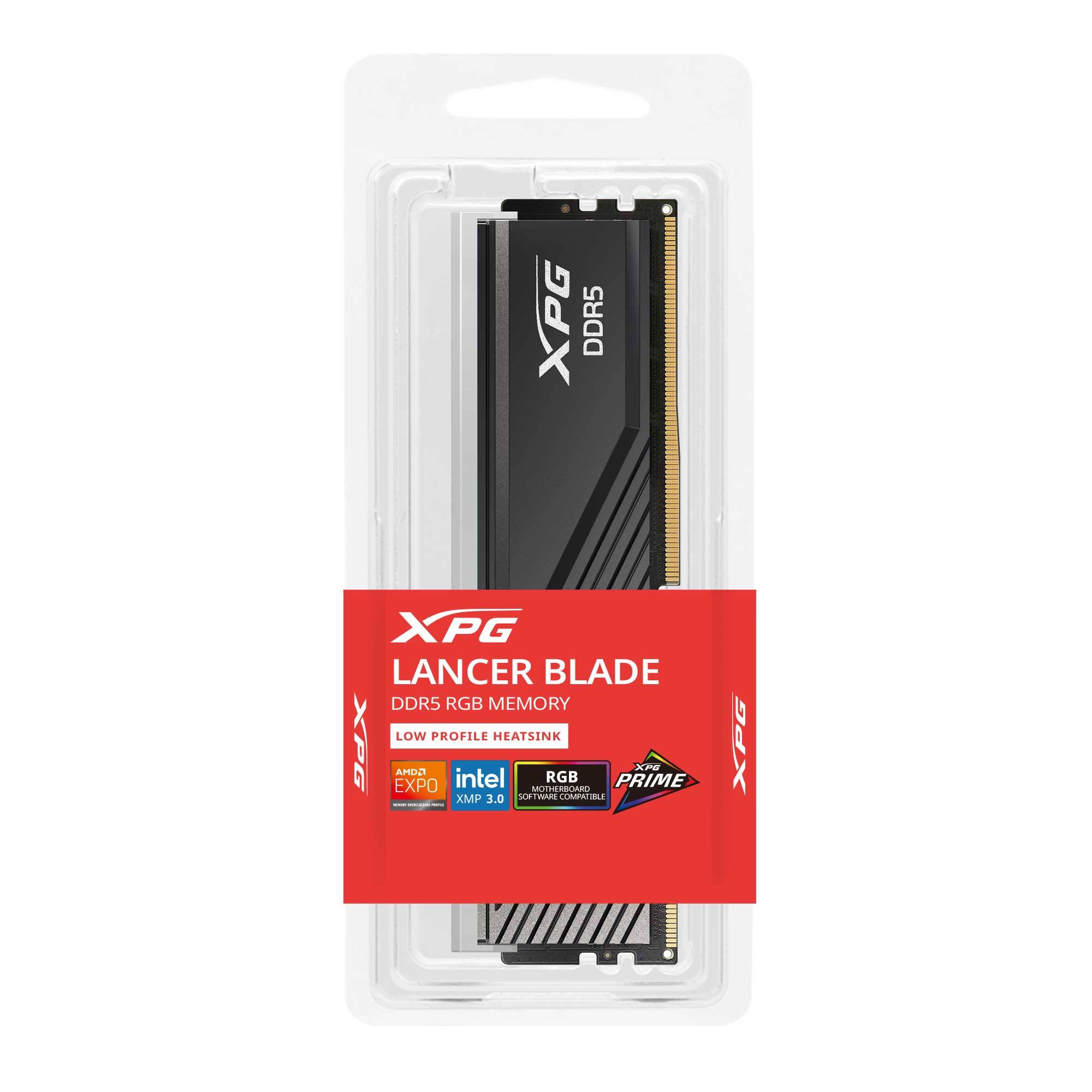Memoria RAM ADATA XPG LANCER BLADE RGB, DDR5 32GB UDIMM 6000MHz, con Iluminación RGB. Disipador NEGRO. AX5U6000C3032G-SLABRBK - ADATA