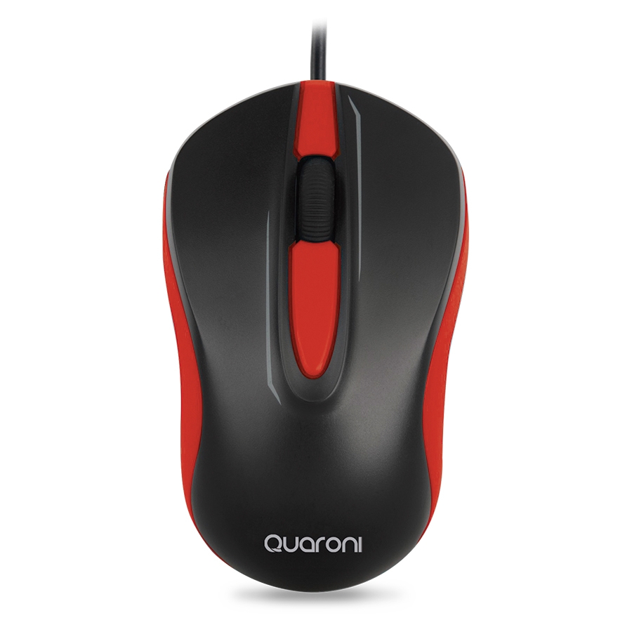 MOUSE OPTICO QUARONI ALAMBRICO COLOR ROJO 1200 DPI MS-1432 - QUARONI