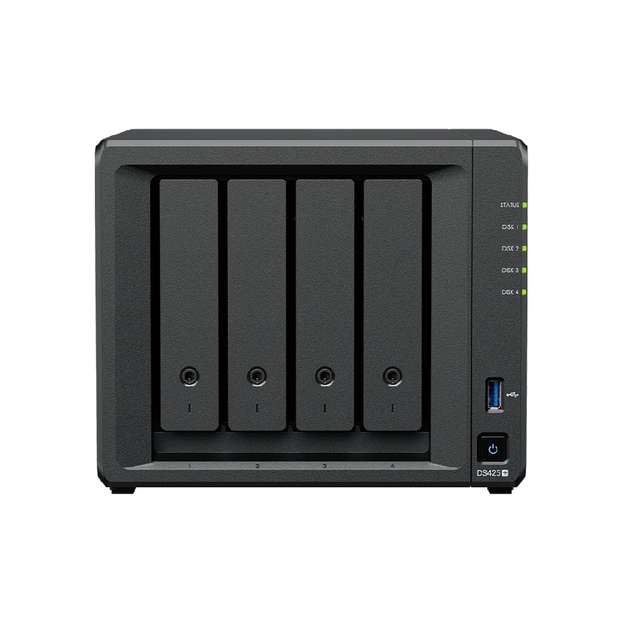 NAS SYNOLOGY DS425+ /4 BAHIAS NUCLEO CUADRUPLE 2.0 GHZ/ HASTA 80 TB, 2GB DDR4 HASTA 6GB/ PTO 1GBE LAN, 1 PTO 2.5GBE LAN / USB 3.2 X 2/ HOT SWAP/ SOPORTA M.2 2280 NVME /NO INCLUYE DISCOS CELERON J4125 SAM-932 - SYNOLOGY