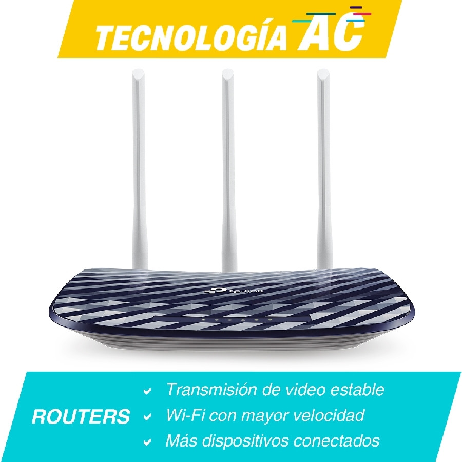 ROUTER | TP-LINK | ARCHER C20W | WISP | AC750 | DUAL BAND 2.4GHZ A 300MBPS Y 5GHZ A 433MBPS | 4 PUERTOS LAN 10/100 1 PUERTO WAN 10/100 Y 3 ANTENAS FIJAS OMNIDIRECCIONALES NIC-3005 - TP-LINK