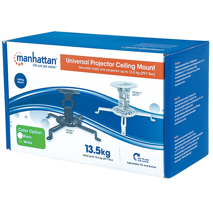 SOPORTE PROYECTOR,MANHATTAN,461184, P/TECHO BASICO 13.5KG, NEGRO AC-5822 - MANHATTAN