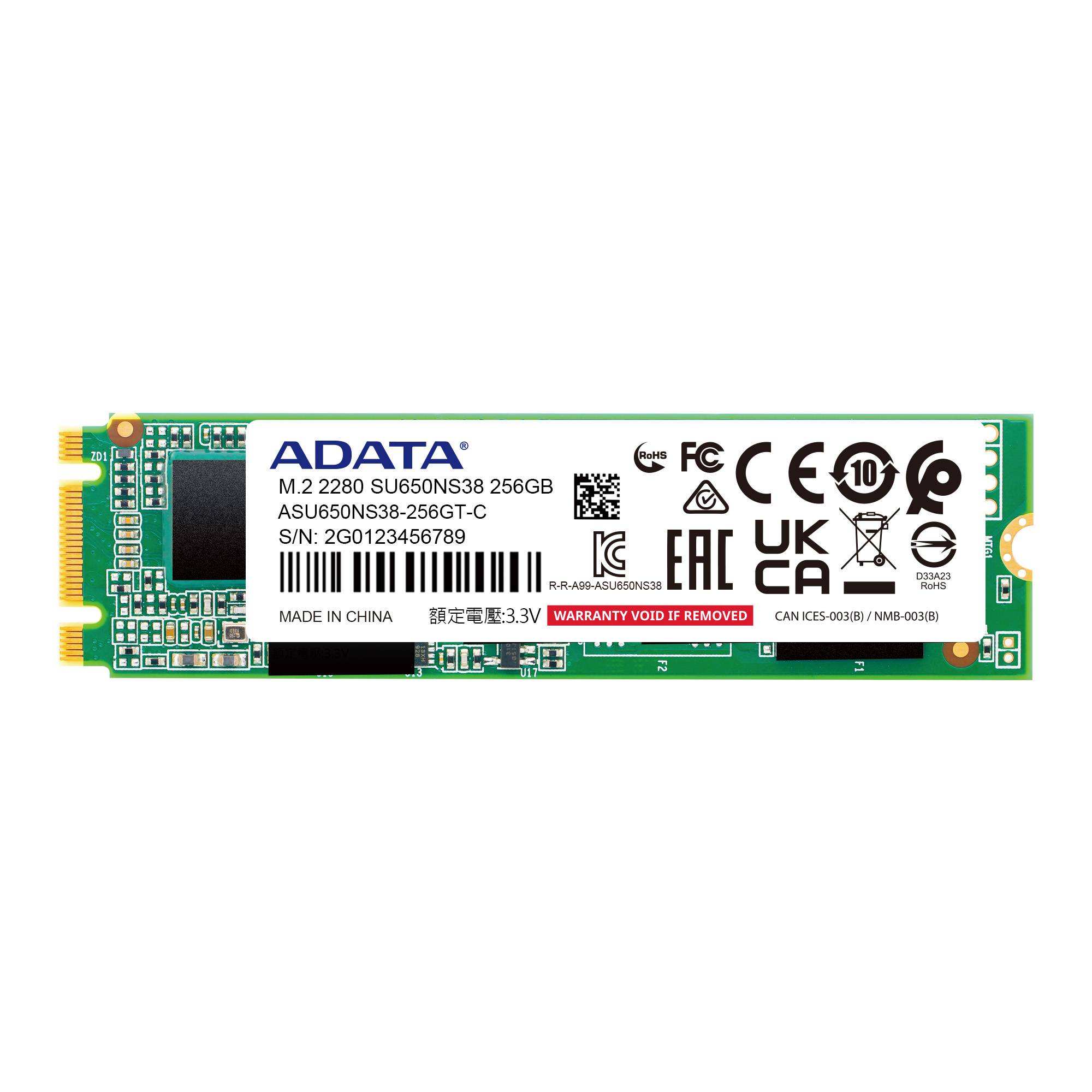 SSD ADATA SU650NS38, 256 GB, SATA III, 550 MB/s, 500 MB/s, 6 Gbit/s - ADATA