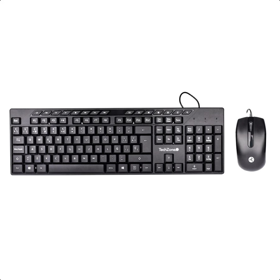 TECLADO/MOUSE TECHZONE TZACCBA01 ALAMBRICO USB NEGRO KB-1046 - TECH ZONE ACCESORIOS