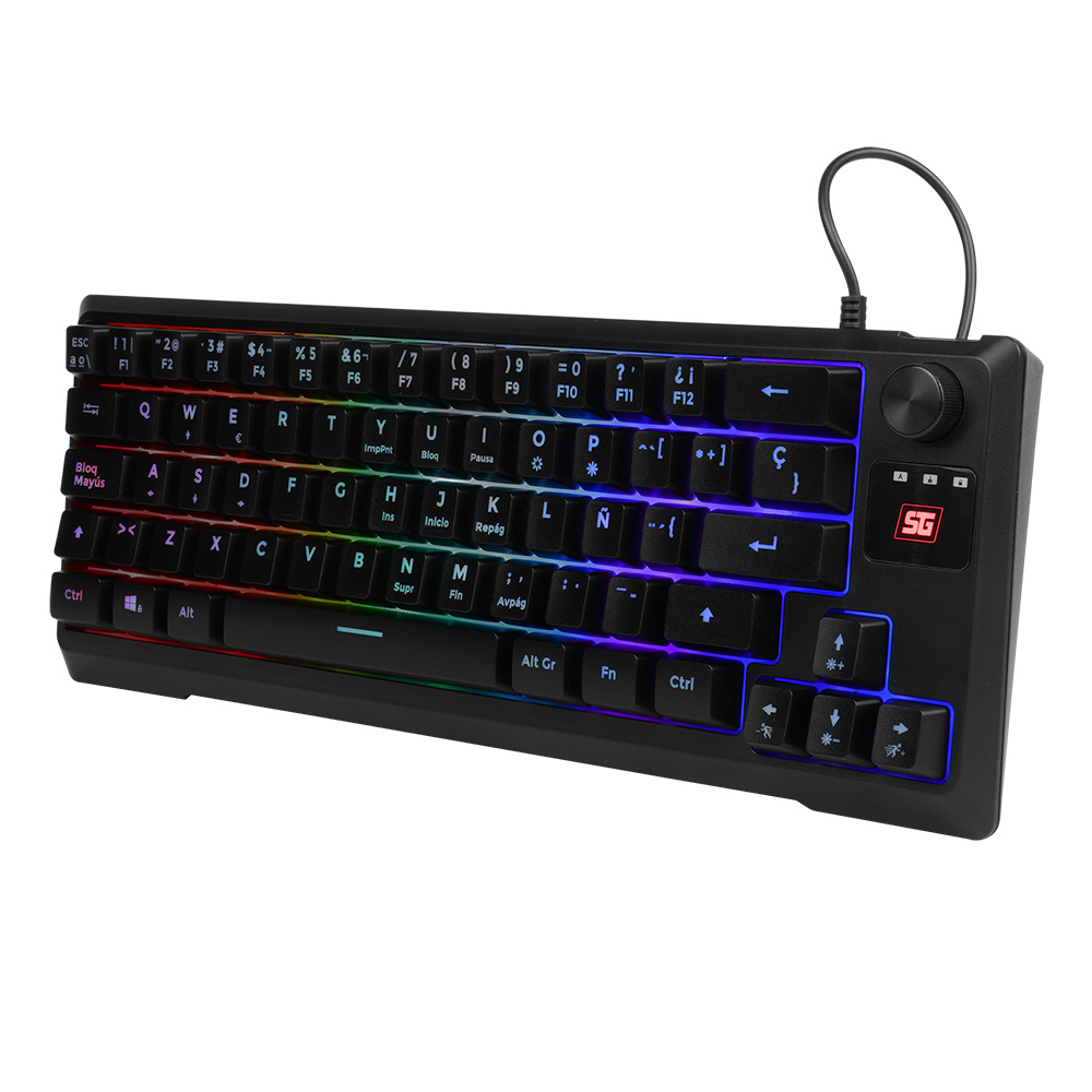 Teclado Gamer Vorago Start The Game KB-506 Tkl Factor 65%, Rgb, Rueda Multimedia, Alámbrico, Anti Ghosting, Usb Negro - VORAGO