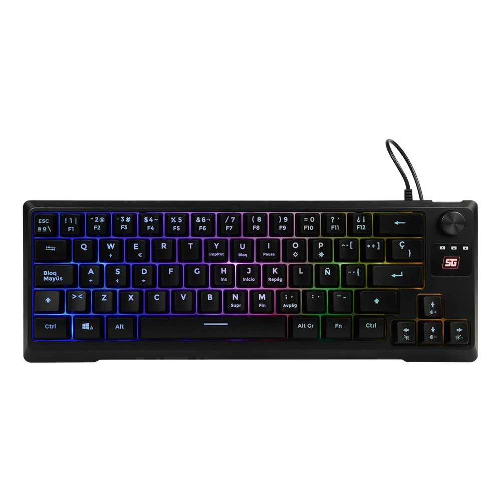 Teclado Gamer Vorago Start The Game KB-506 Tkl Factor 65%, Rgb, Rueda Multimedia, Alámbrico, Anti Ghosting, Usb Negro - VORAGO