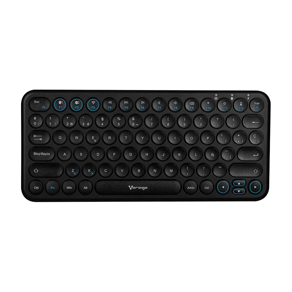 Teclado Inalambrcio Vorago MOD.KBW-400 Bluetooth de dos canales, conecta tres dispositivos diferentes al mismo tiempo,a batería recargable de 400 mAh - VORAGO