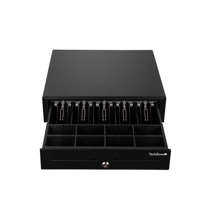 CAJON DE DINERO TECHZONE TZBE5B8M100, COMPARTIMENTO, 5 BILLETES, 8 MONEDAS, REMOVIBLE, NEGRO CAJ-37 - TECH ZONE POS