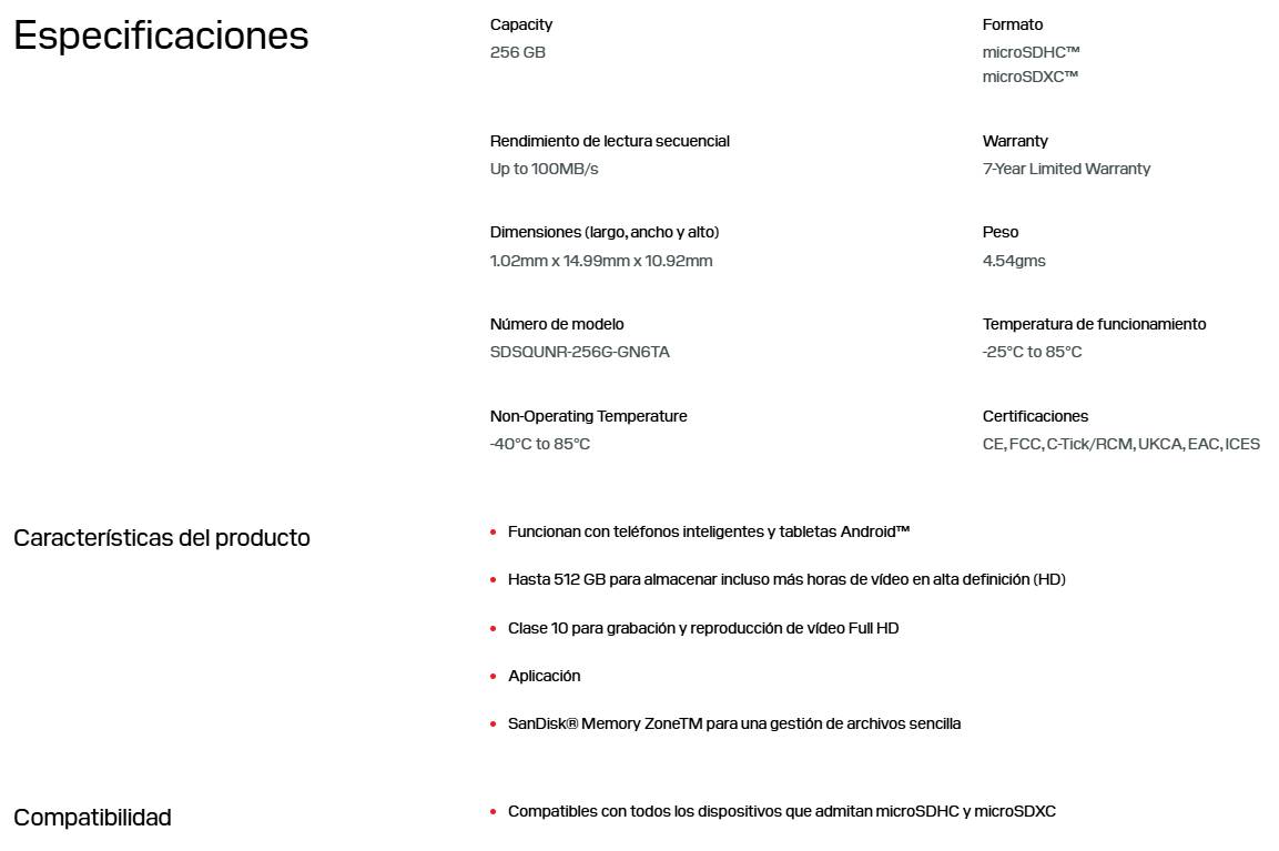 MICRO SD  ULTRA SDSQUNR-256G-GN6TA 256GB - SANDISK
