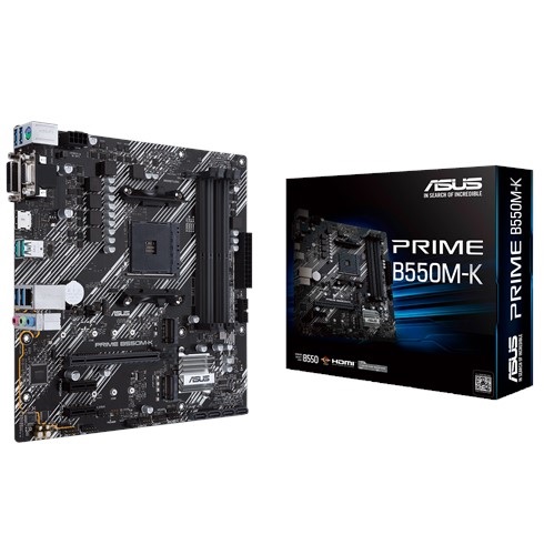 Tarjeta Madre ASUS PRIME B550M-K, micro ATX, AMD,Ryzen AM4,PCIe 4, HDMI / D-Sub / DVI, SATA 6 Gbps - ASUS