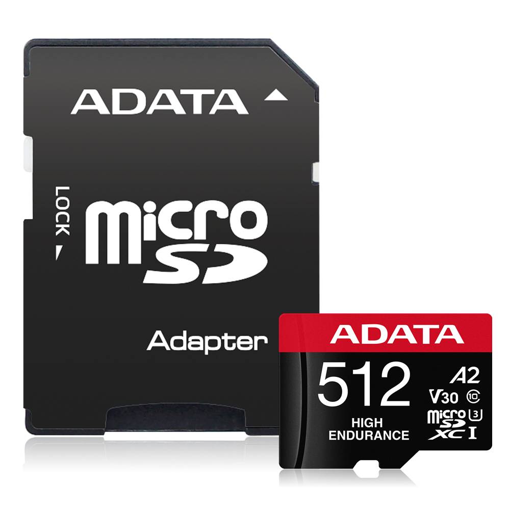 Micro Secure Digital ADATA HIGH ENDURANCE (alta durabilidad) microSDXC UHS-I U3, SD6.0 Clase 10, V30 512GB Clase 10 (A2) - ADATA